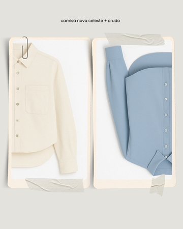 camisa nova crudo + celeste