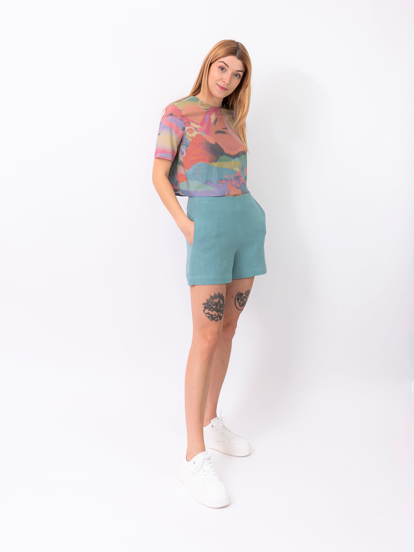 short larita aguamarina