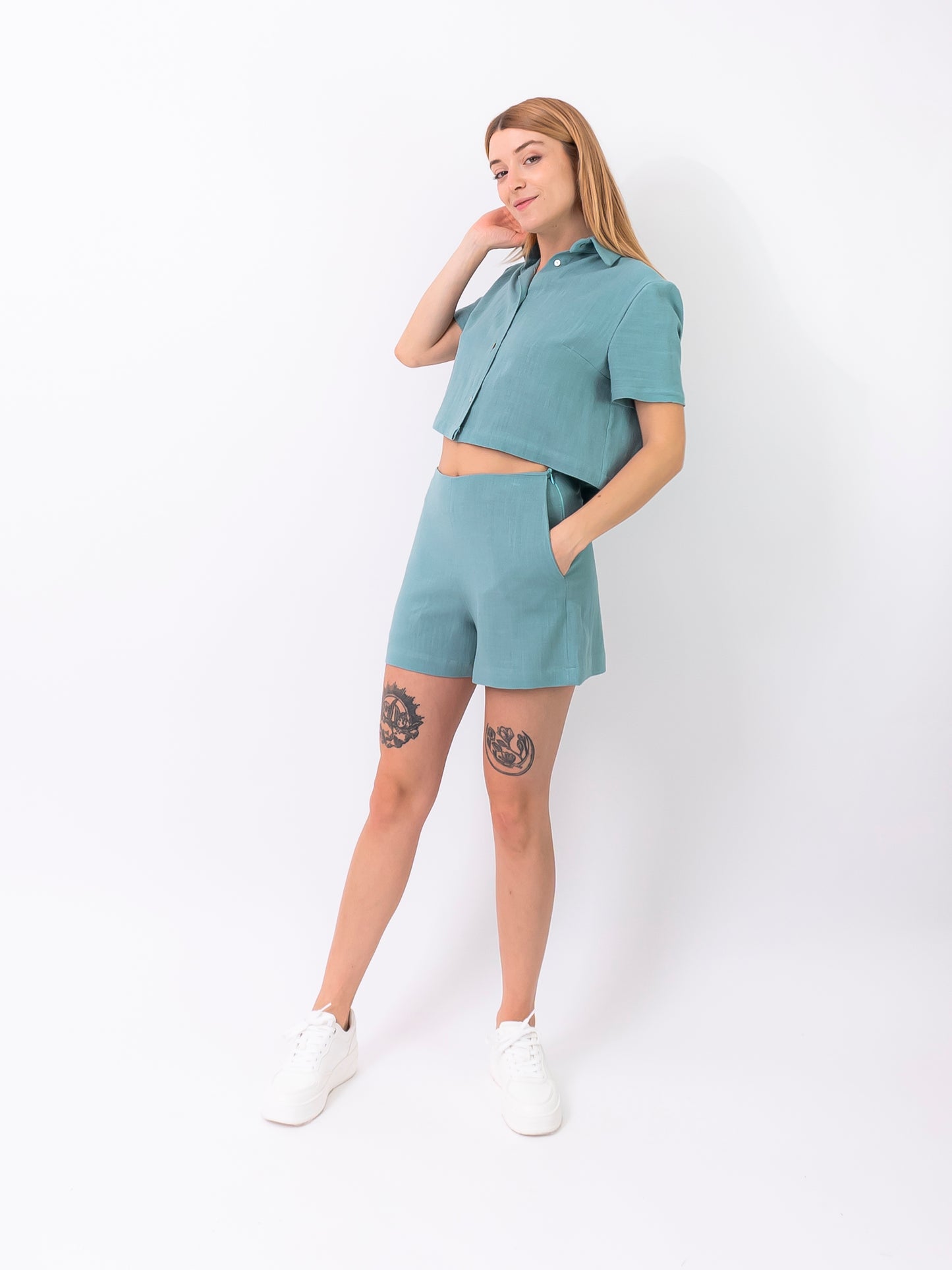 short larita aguamarina