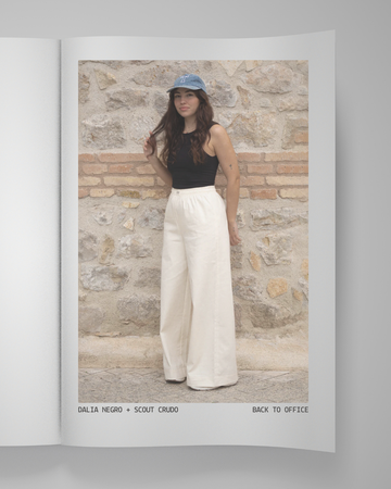 top dalia negro + pantalón scout crudo