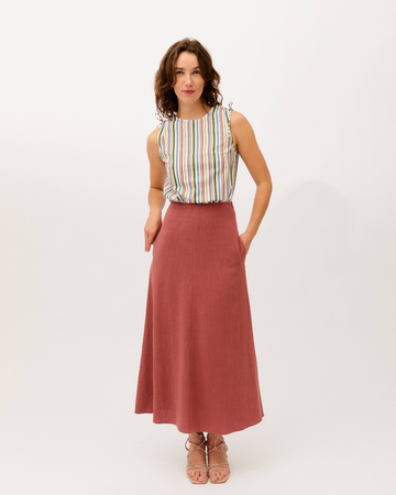 blusa olia bloom + falda brisa marsala