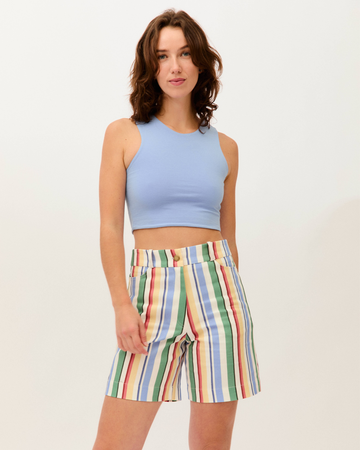 top dalia índigo + pantalón luz bloom