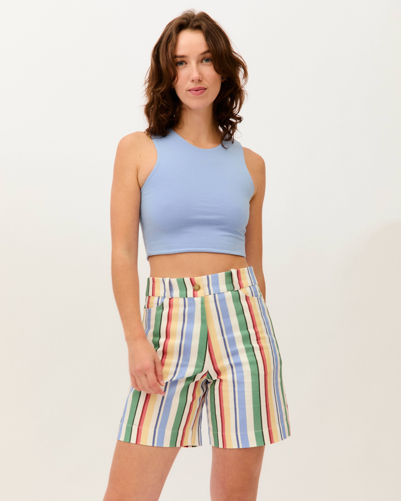 top dalia índigo + pantalón luz bloom