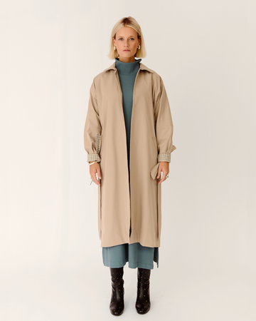 gabardina lía +  vestido dafne azul roca