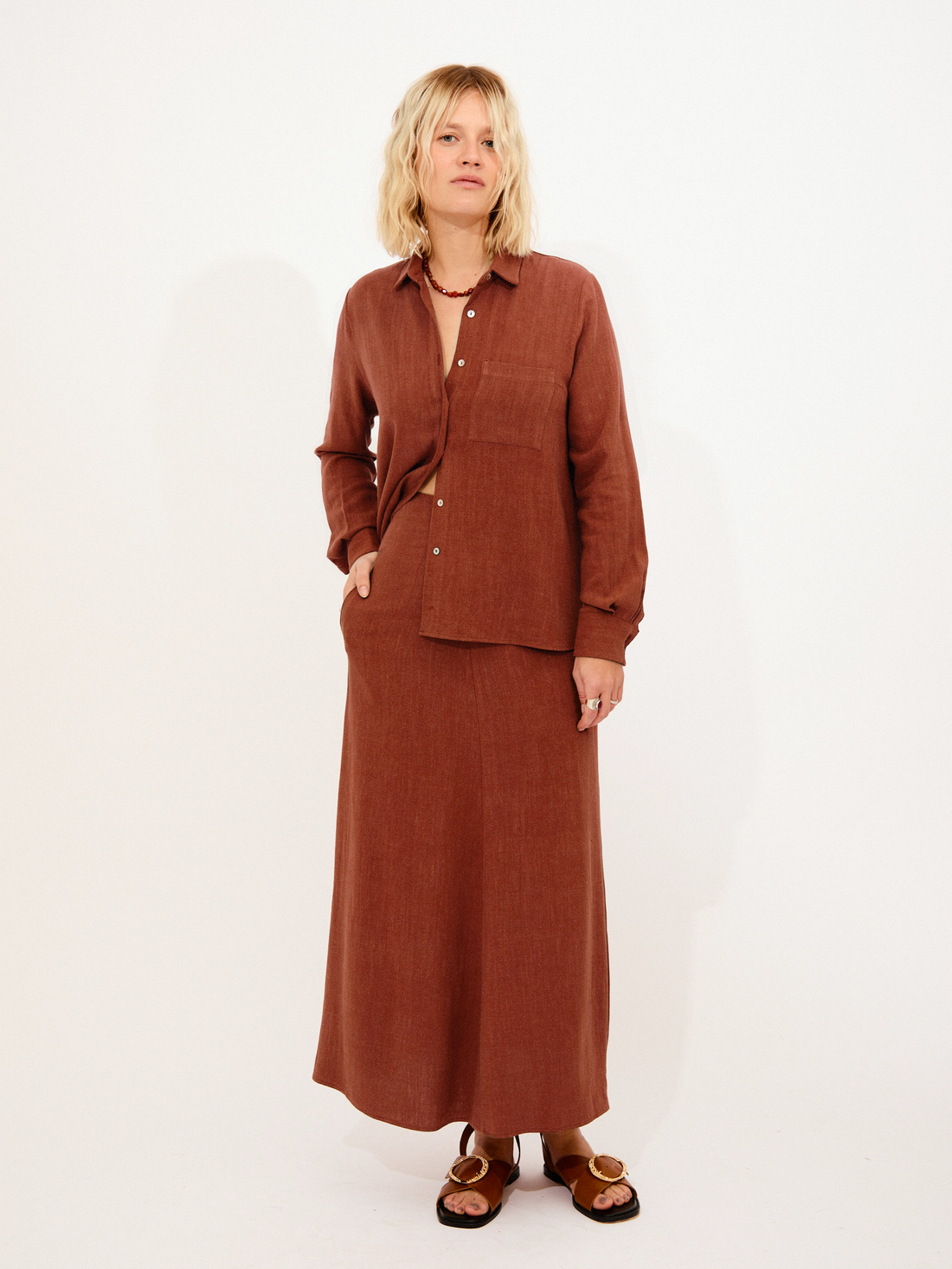 camisa nova large teja + falda brisa teja