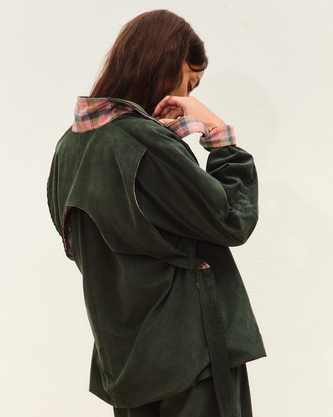 chaqueta lía pana verde botella