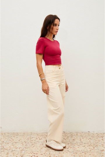 top dalia corinto + pantalón noa marfil