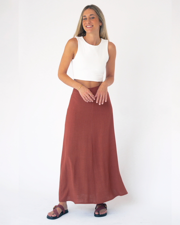 top dalia crudo + falda brisa teja