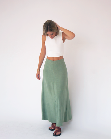 top dalia crudo + falda brisa verde