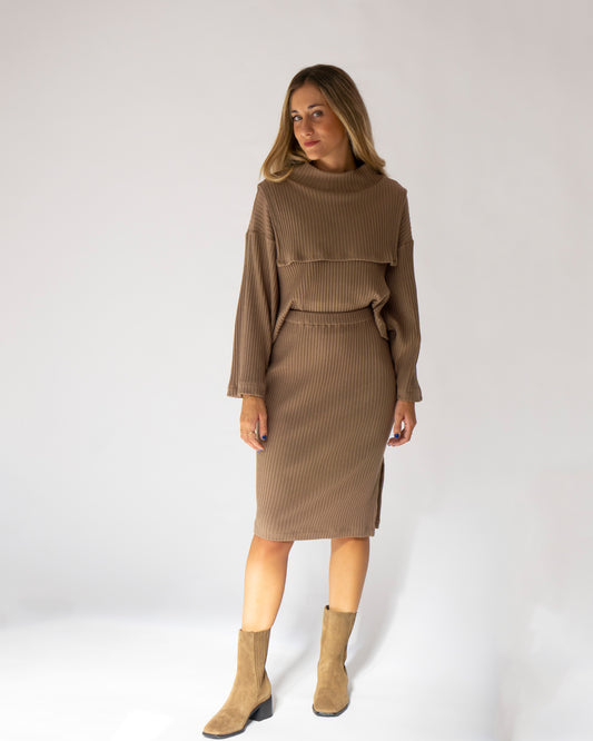 jersey ágata camel + falda gaia camel