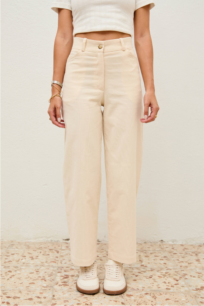 top dalia añil + pantalón noa marfil
