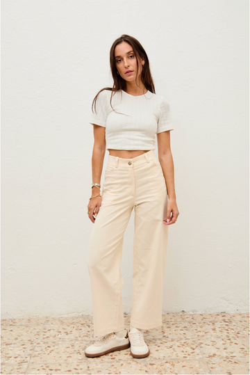 top dalia calado + pantalón noa marfil