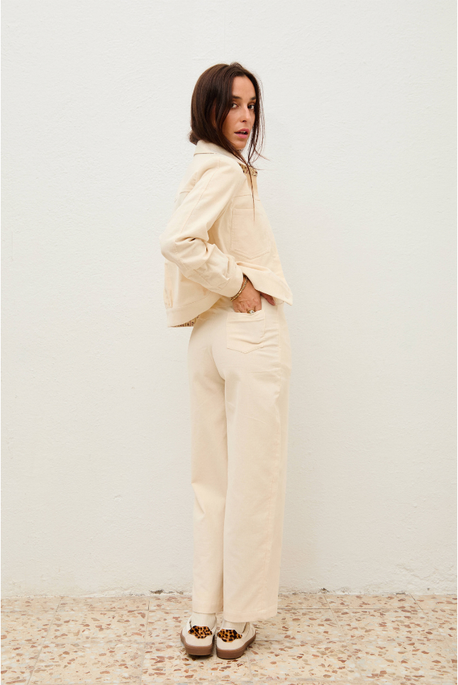chaqueta republic marfil + pantalón noa marfil