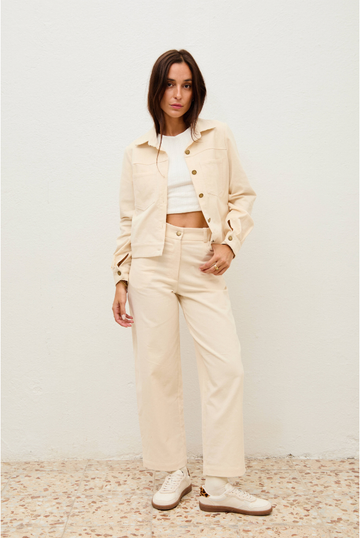chaqueta republic marfil + pantalón noa marfil